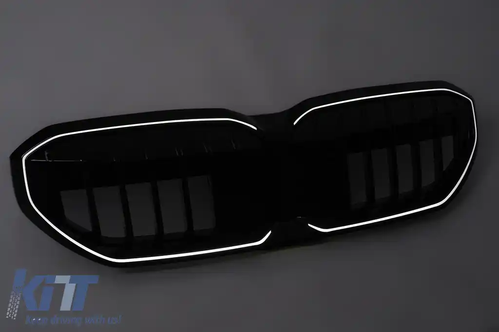 Grila Centrala cu LED compatibil cu BMW Seria 5 G60 G61 (2023-) Negru Lucios-image-6260157
