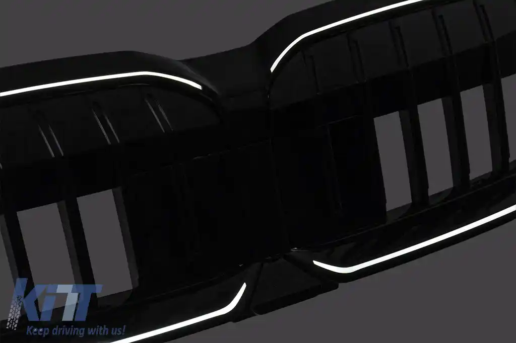 Grila Centrala cu LED compatibil cu BMW Seria 5 G60 G61 (2023-) Negru Lucios-image-6260158