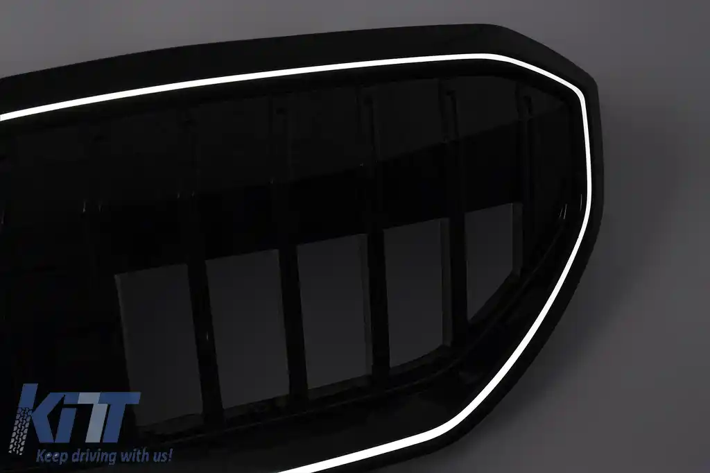 Grila Centrala cu LED compatibil cu BMW Seria 5 G60 G61 (2023-) Negru Lucios-image-6260161