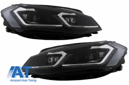 Grila Centrala cu RHD Faruri LED Semnal Dinamic compatibil cu VW Golf 7.5 VII Facelift (2017+) GTI Look Rosu/Crom-image-6058413