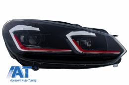 Grila Centrala si Faruri LED Semnalizare Secventiala LHD compatibil cu VW Golf 6 VI 2008-2012 GTI Design-image-6052951