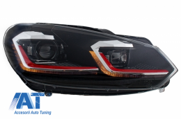 Grila Centrala si Faruri LED Semnalizare Secventiala LHD compatibil cu VW Golf 6 VI 2008-2012 GTI Design-image-6052953