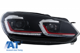 Grila Centrala si Faruri LED Semnalizare Secventiala LHD compatibil cu VW Golf 6 VI 2008-2012 GTI Design-image-6052954