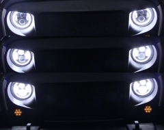 Grila Frontala cu Faruri LED CREE Angel Eye si Semnalizari compatibile cu Jeep Wrangler Rubicon JK 2007-2017-image-6045875
