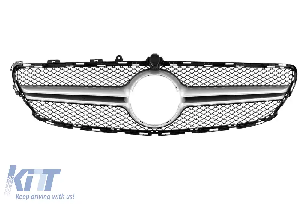 Grilaj A-design crom/gri potrivit pentru Mercedes CLS C218 2015-2018 cu orificiu pentru cameră