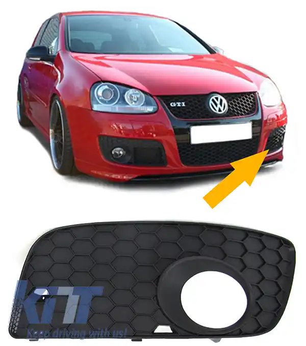 Grilaj bara cu trim pentru lumini de ceață stânga, potrivit pentru VW Golf 5 04-08 GTI GTD