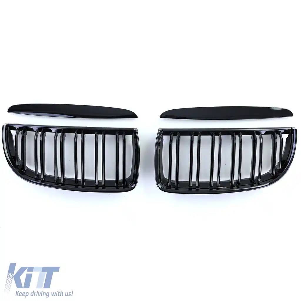 Grilaj cu două fante, performanță, negru lucios, potrivit pentru BMW Seria 3 E90 E91 2005-2008-image-6192339