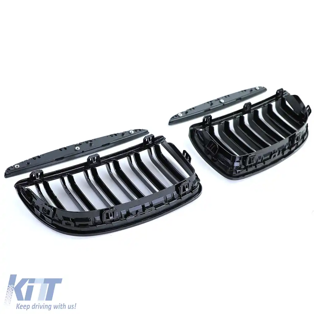 Grilaj cu două fante, performanță, negru lucios, potrivit pentru BMW Seria 3 E90 E91 2005-2008-image-6192340