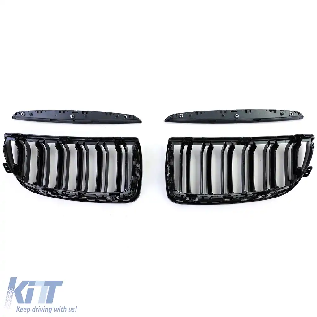 Grilaj cu două fante, performanță, negru lucios, potrivit pentru BMW Seria 3 E90 E91 2005-2008-image-6192342