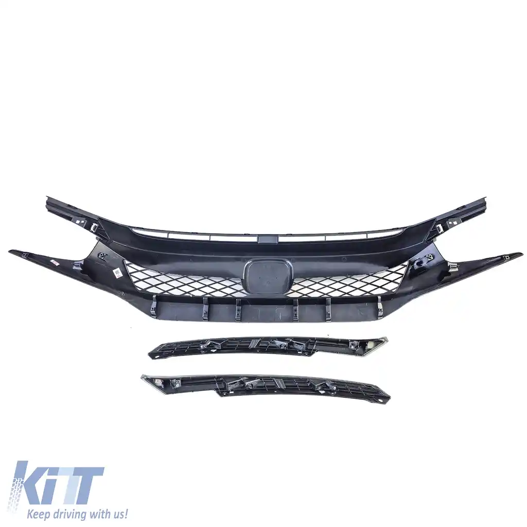 Grilaj cu fagure TR Performance Gloss Black potrivit pentru Honda Civic X FC FK 2016-2020-image-6207617