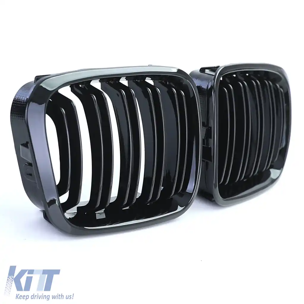 Grilaj dublu cu fante pentru performanță, negru lucios, potrivit pentru BMW Seria 3 E46 1998-2001-image-6207194