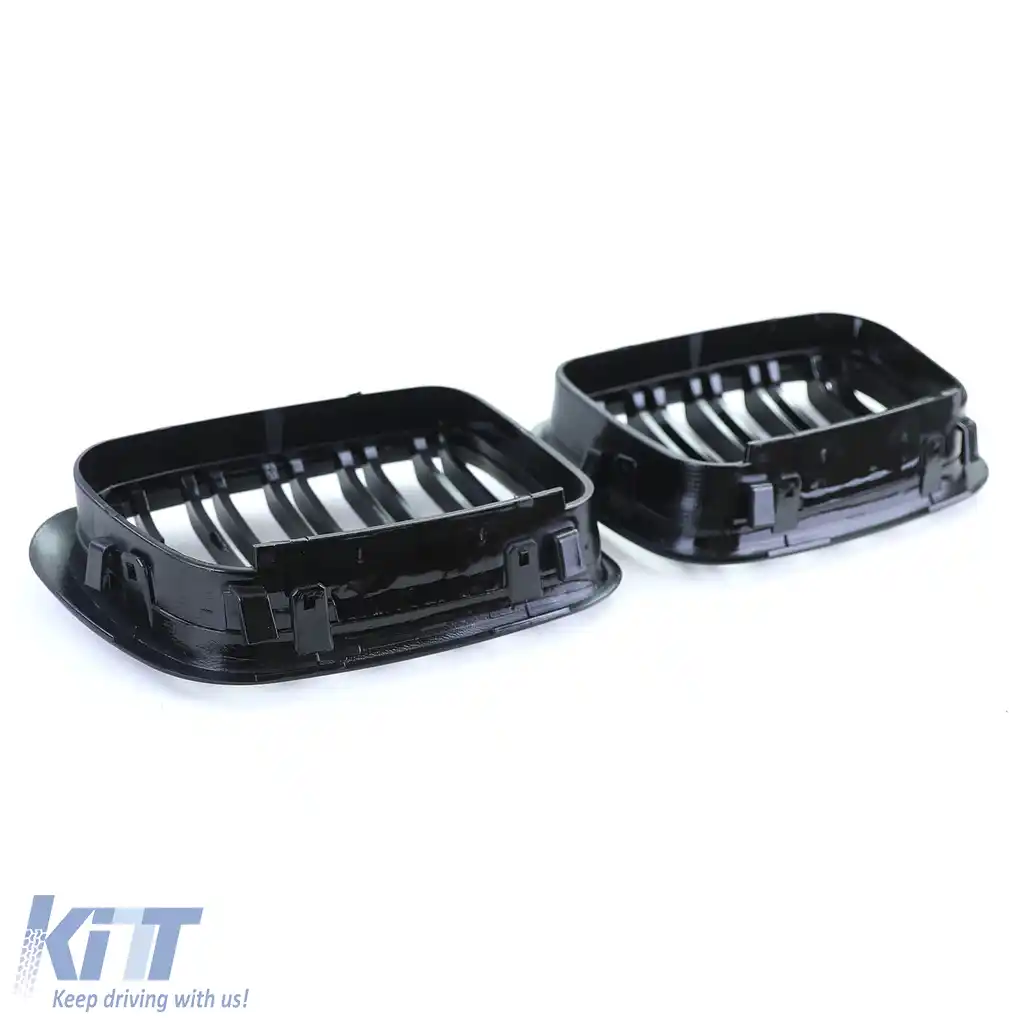 Grilaj dublu cu fante pentru performanță, negru lucios, potrivit pentru BMW Seria 3 E46 1998-2001-image-6207197