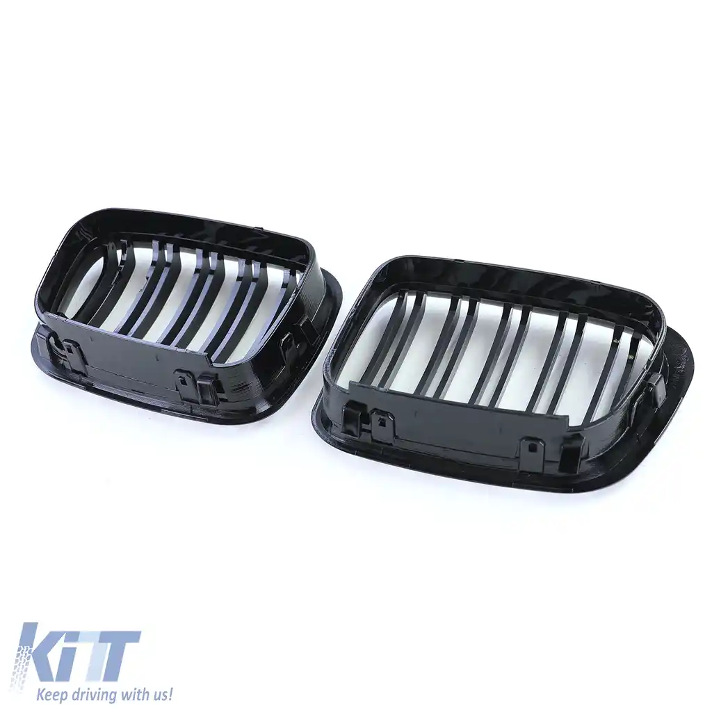 Grilaj dublu cu fante pentru performanță, negru lucios, potrivit pentru BMW Seria 3 E46 1998-2001-image-6207198