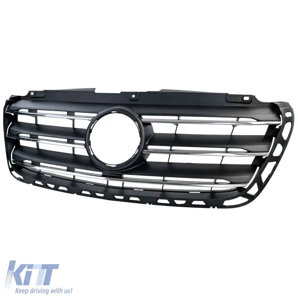 Grilaj frontal cu fante cromate, potrivit pentru Mercedes Sprinter W907 W910 2018-2024-image-6327452