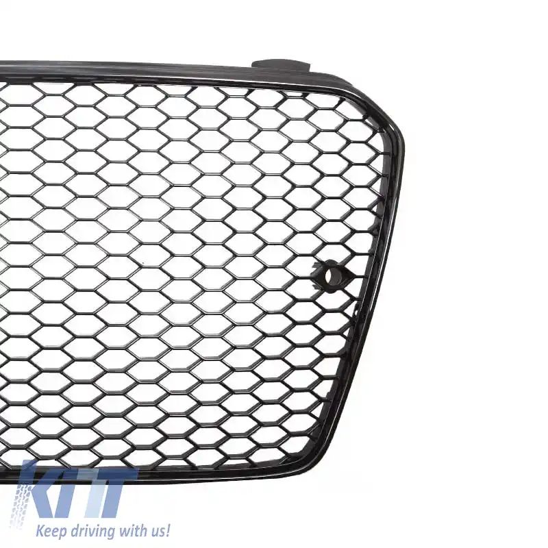 Grilaj frontal potrivit pentru Audi A5 11-16 8T/8F RS-Look cu fagure lucios negru 1 buc.-image-6310526