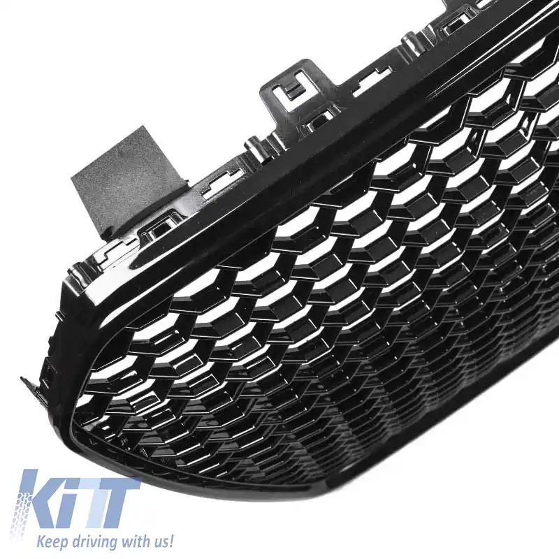 Grilaj frontal potrivit pentru Audi A5 11-16 8T/8F RS-Look cu fagure lucios negru 1 buc.-image-6310530