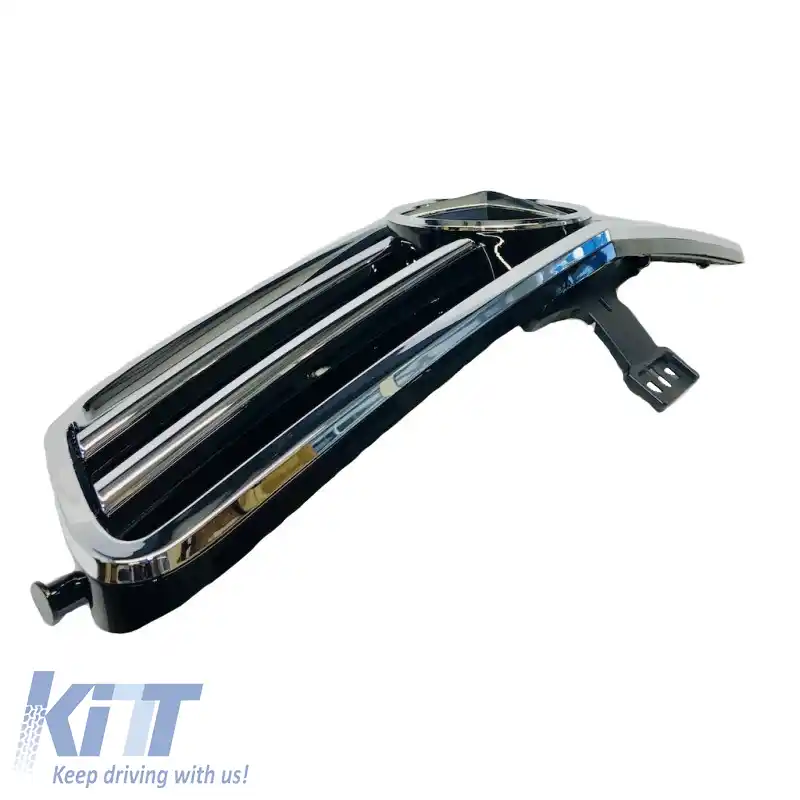 Grilaj frontal potrivit pentru Mercedes-Benz C-Class W204 07-14 Aspect A Design C63 Cu 2 Garduri Negru/Chrome 1 Buc-image-6295882
