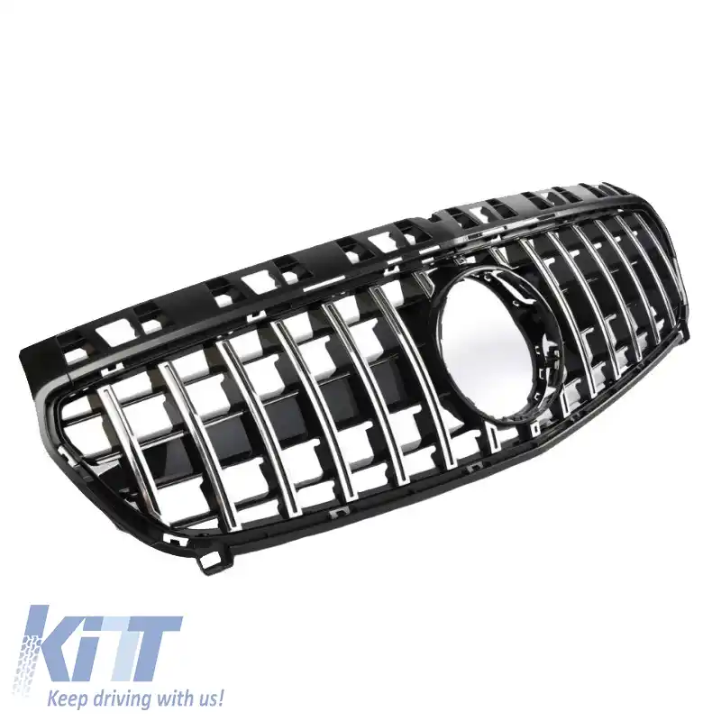 Grilaj frontal potrivit pentru Mercedes-Benz A-Class W176 12-15 GT A Design Panamericana Look Negru/Chrom 1 Pc-image-6296022