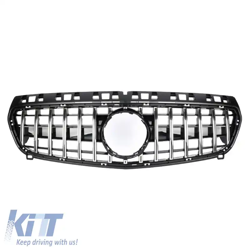 Grilaj frontal potrivit pentru Mercedes-Benz A-Class W176 12-15 GT A Design Panamericana Look Negru/Chrom 1 Pc-image-6296023