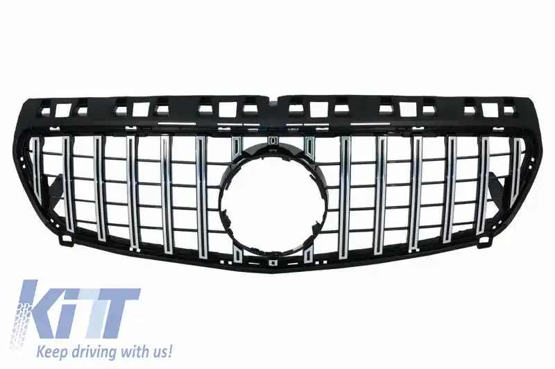 Grilaj frontal potrivit pentru Mercedes-Benz A-Class W176 12-15 GT A Design Panamericana Look Negru/Chrom 1 Pc-image-6296024