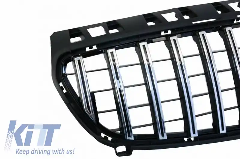 Grilaj frontal potrivit pentru Mercedes-Benz A-Class W176 12-15 GT A Design Panamericana Look Negru/Chrom 1 Pc-image-6296025