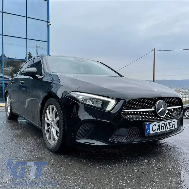 Grilaj frontal potrivit pentru Mercedes-Benz A-Class W177 18+ Aspect Diamond A Negru/Chrome 1 Pc-image-6301195