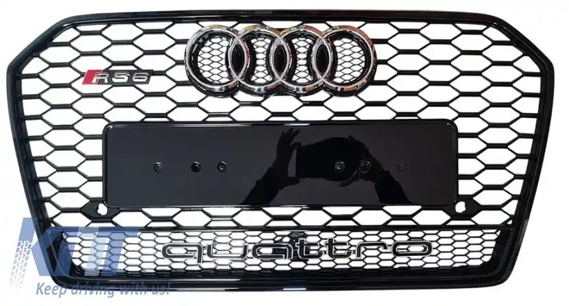 Grilaj frontal stil RS6 Quattro potrivit pentru Audi A6 C7.5 2016 - 2018!-image-6326333
