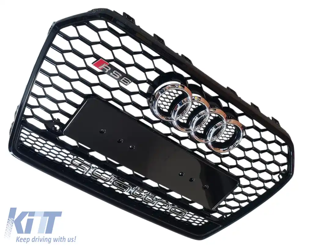 Grilaj frontal stil RS6 Quattro potrivit pentru Audi A6 C7.5 2016 - 2018!-image-6326334