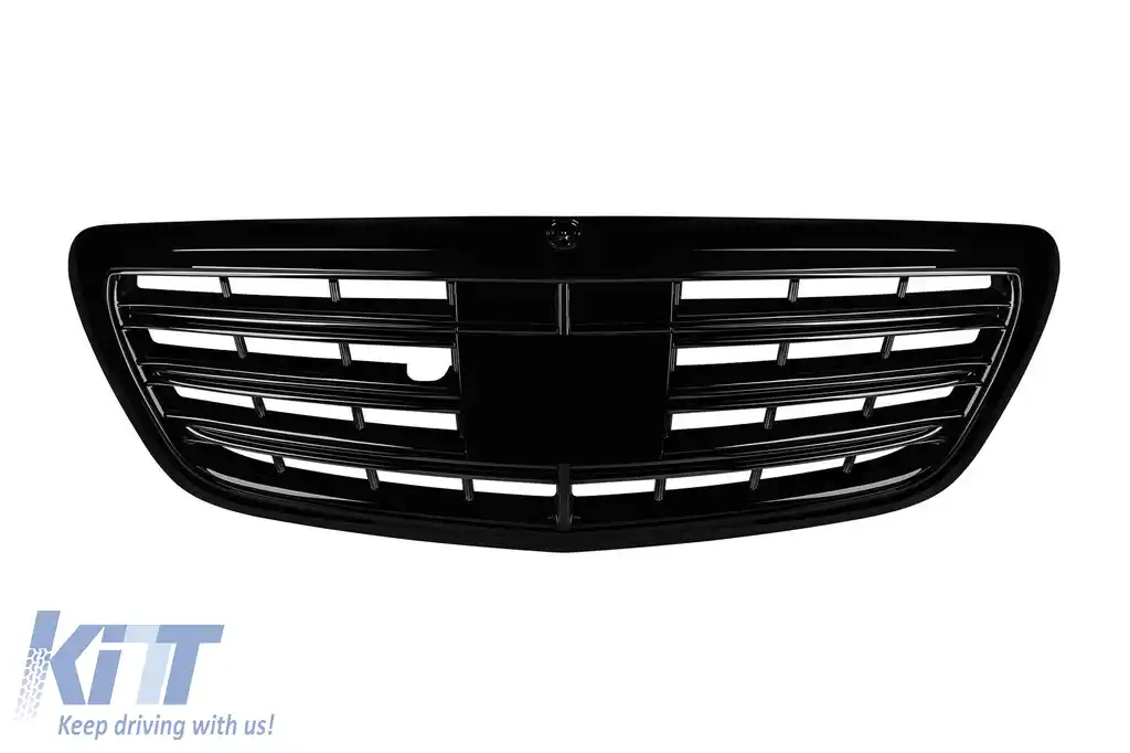 Grilaj lacuit negru tip A Design potrivit pentru Mercedes S-Class W222 2013-2020 pentru modelul cu Distronic și Night Vision