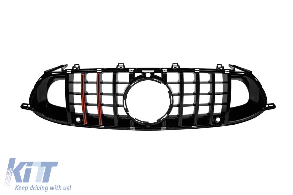 Grilaj lacuit negru tip Brabus cu linii roșii potrivit pentru Mercedes A Design GT 4 Door Coupe X290 după 2019