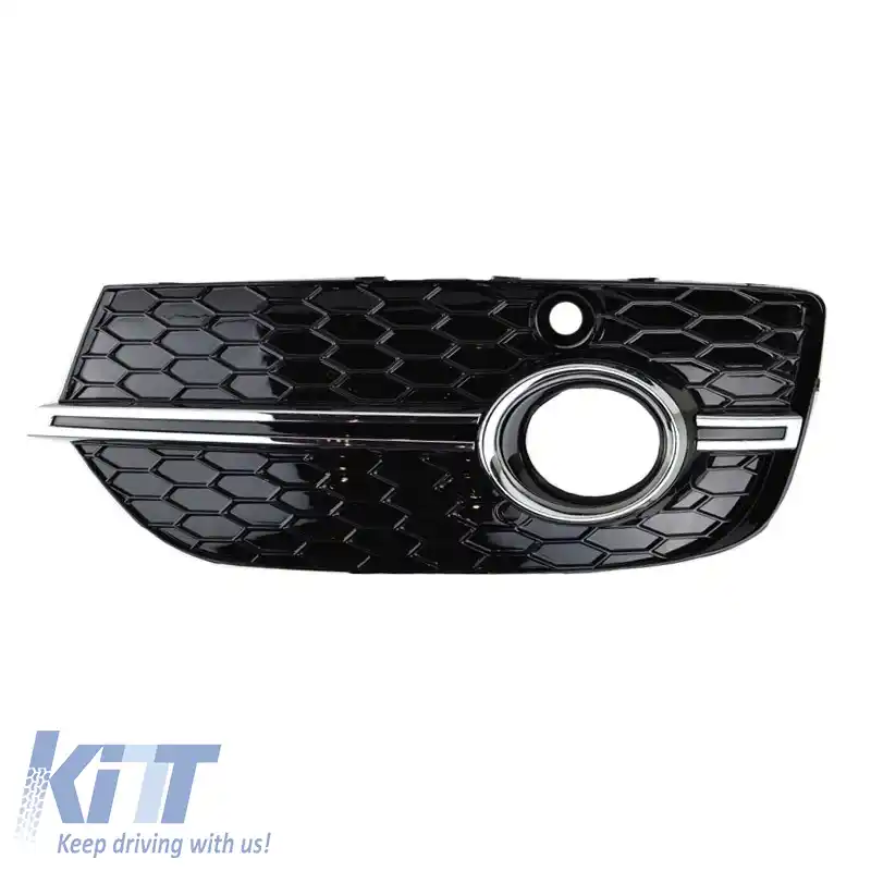 Grilaj lateral pentru bara de protecție frontală potrivit pentru Audi Q3 8U 11-15 RSQ3 Look Negru Lucios / Crom Cu PDC Stânga & Dreapta 2 Piese-image-6300645