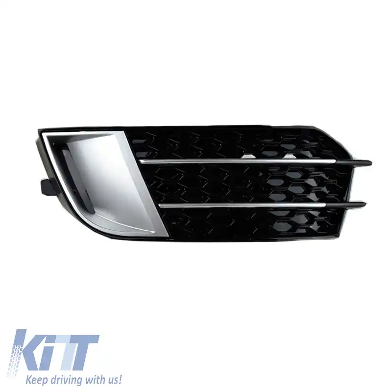 Grilaj lateral pentru bara de protecție frontală, potrivit pentru Audi A1 8X 2010-2014, aspect RS1, negru lucios / argintiu, stânga și dreapta, 2 bucăți-image-6300654