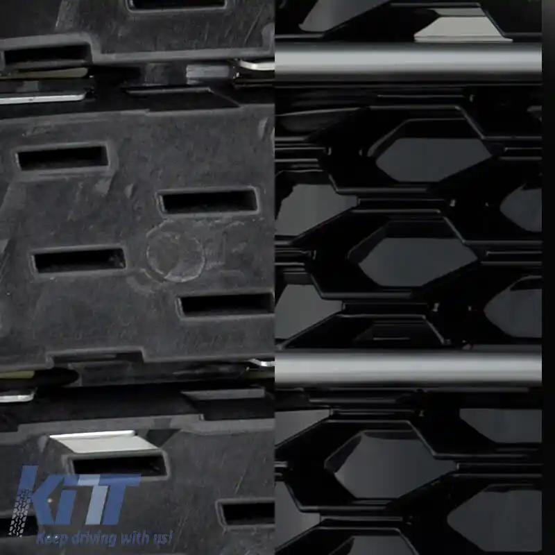 Grilaj lateral pentru bara de protecție frontală, potrivit pentru Audi A1 8X 2010-2014, aspect RS1, negru lucios / argintiu, stânga și dreapta, 2 bucăți-image-6300655