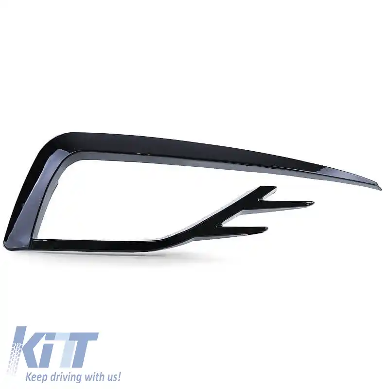 Grilaj lateral pentru bara de protecție frontală (Accesoriu pentru faruri de ceață) potrivit pentru VW Golf VII (7.5) 16-20 GTI Look Negru Lucios Stânga Dreapta 2 Piese-image-6301058