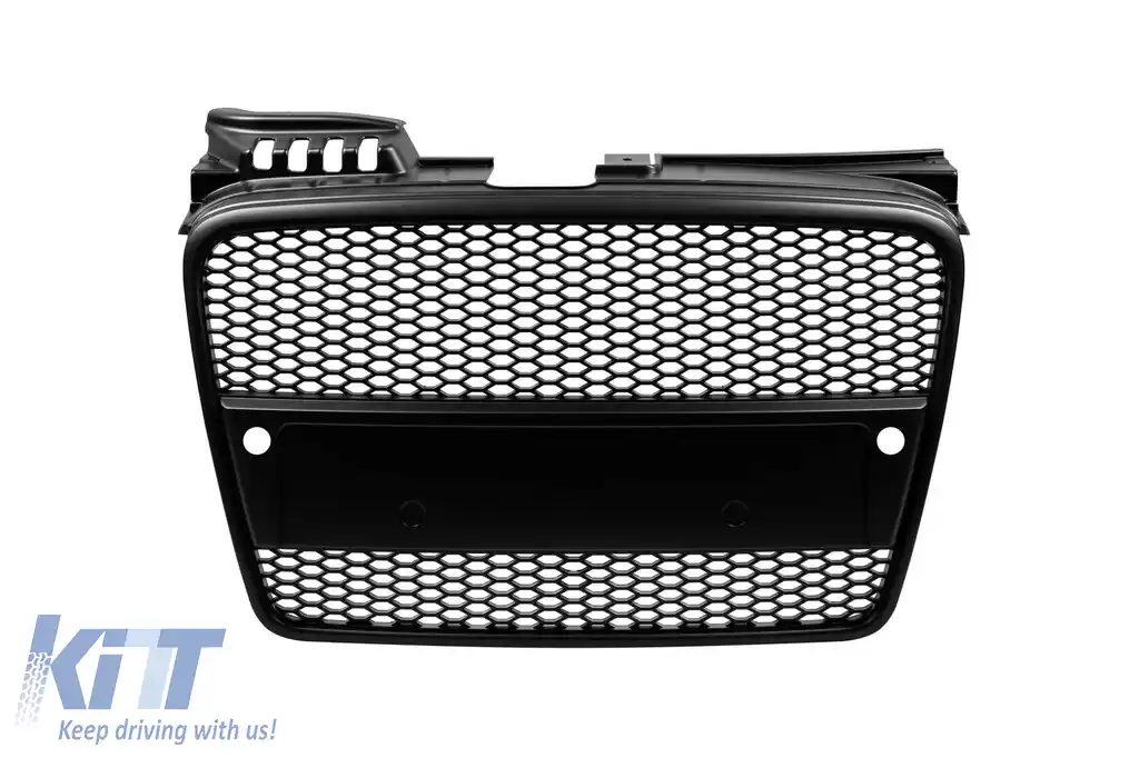 image-73-Grilaj mat negru fără emblemă tip RS potrivit pentru Audi A4 B7 sedan, break 2004-2007 cu deschideri pentru senzori de parcare