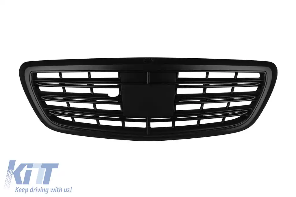 Grilaj mat negru tip A Design potrivit pentru Mercedes S-Class W222 2013-2020 pentru modelul cu Distronic și Night Vision