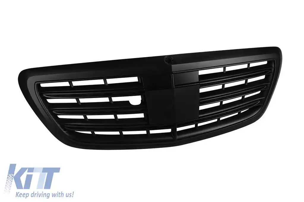 Grilaj mat negru tip A Design potrivit pentru Mercedes S-Class W222 2013-2020 pentru modelul cu Distronic și Night Vision-image-6145742