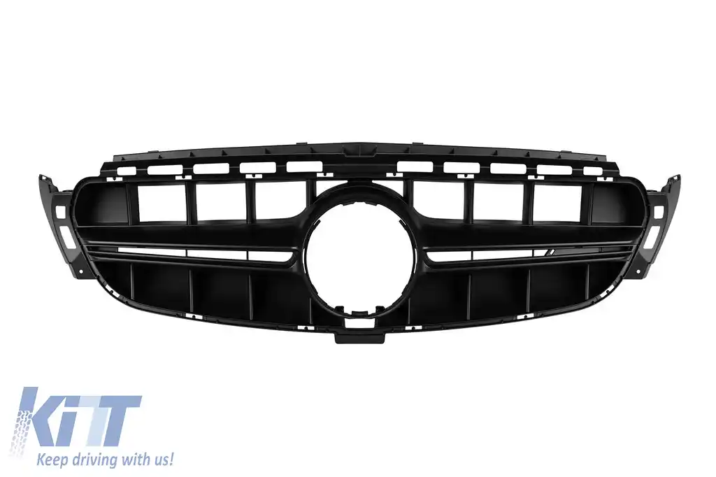 Grilaj mat negru tip E63 A Design potrivit pentru Mercedes E-Class W213 sedan, S213 break 2016-2019 pentru modelul cu bara de protecție E63 A Design