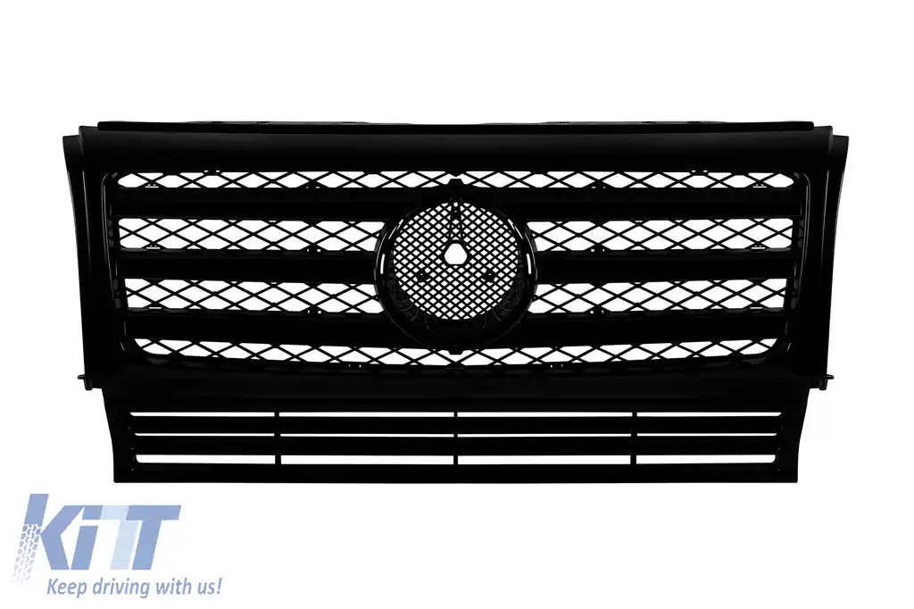 Grilaj negru lucios cu 3 lamele potrivit pentru Mercedes G-class W463 1990-2018