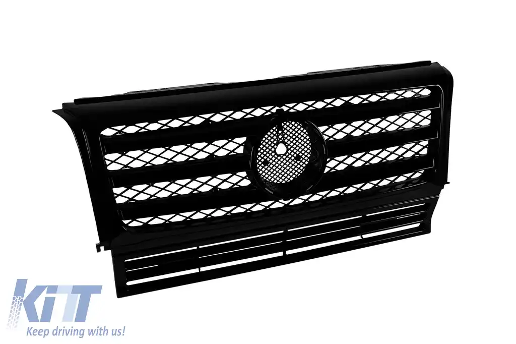 Grilaj negru lucios cu 3 lamele potrivit pentru Mercedes G-class W463 1990-2018-image-6146122