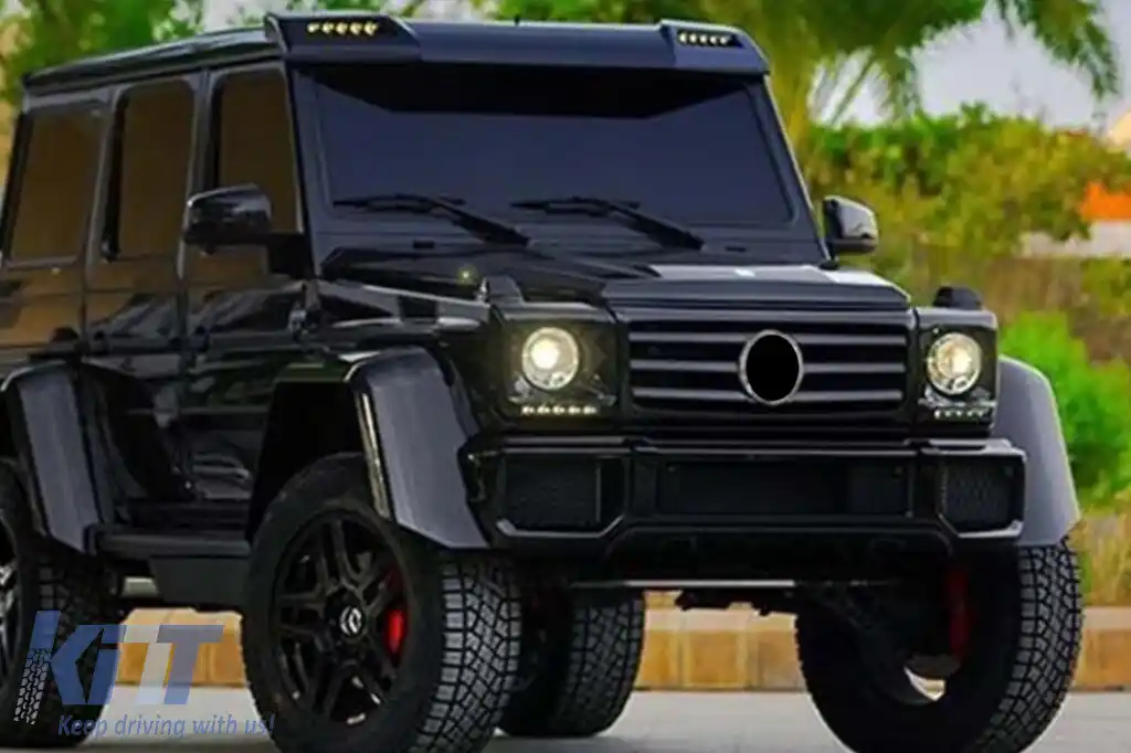 Grilaj negru lucios cu 3 lamele potrivit pentru Mercedes G-class W463 1990-2018-image-6146124