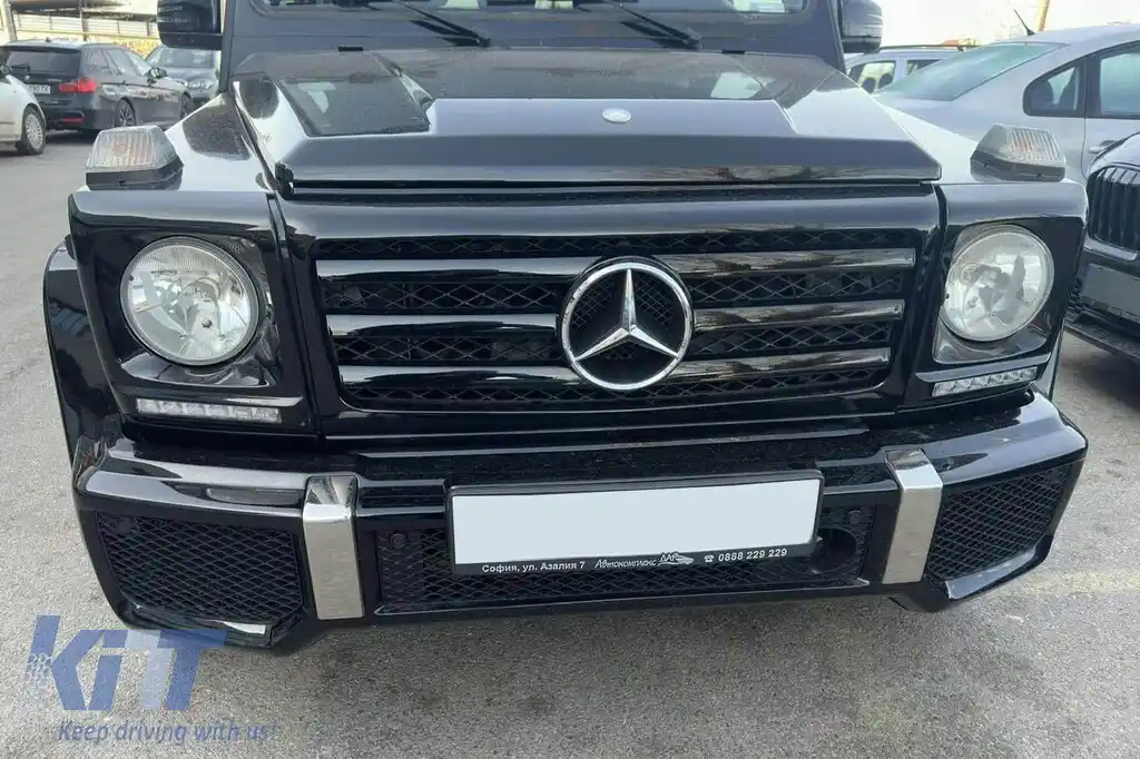 Grilaj negru lucios cu 3 lamele potrivit pentru Mercedes G-class W463 1990-2018-image-6146125