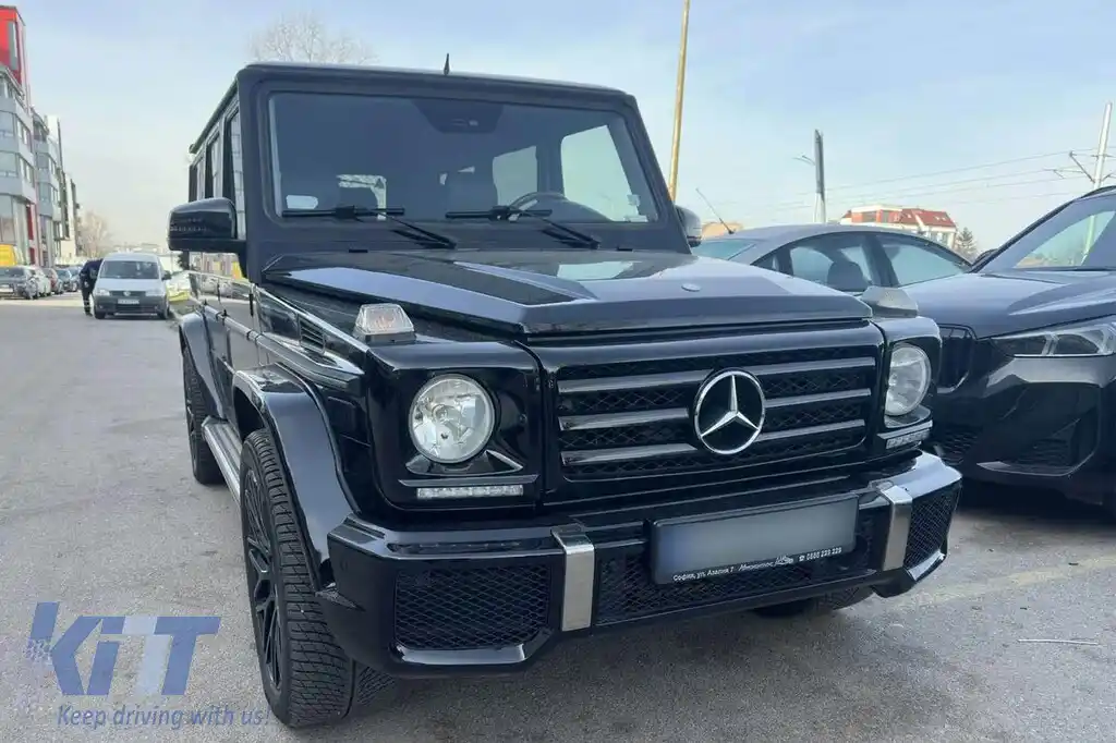 Grilaj negru lucios cu 3 lamele potrivit pentru Mercedes G-class W463 1990-2018-image-6146126