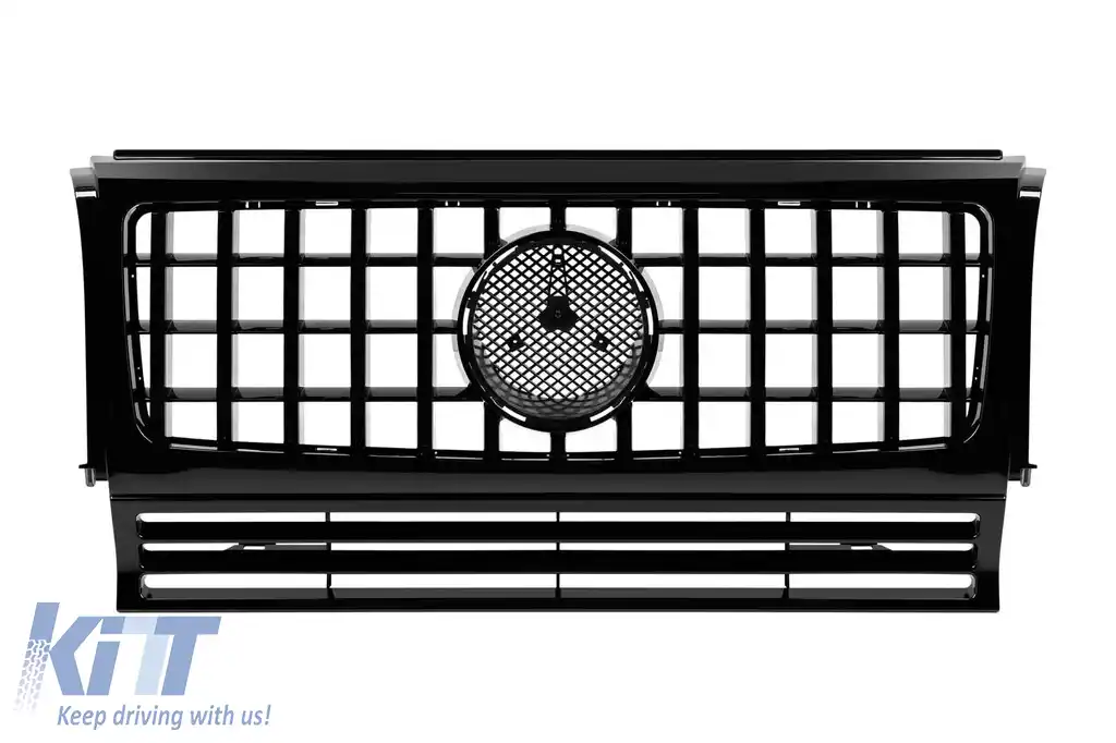 Grilaj negru lucios stil GT, potrivit pentru Mercedes G-Class W463 1990–2018