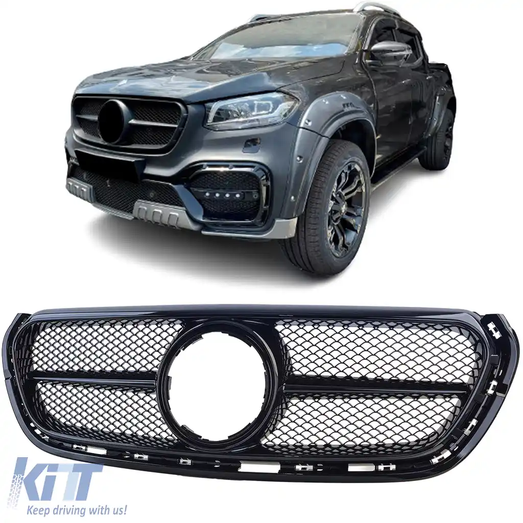Grilaj radiator de performanță negru lucios, potrivit pentru Mercedes X-Class W470 2017-2020