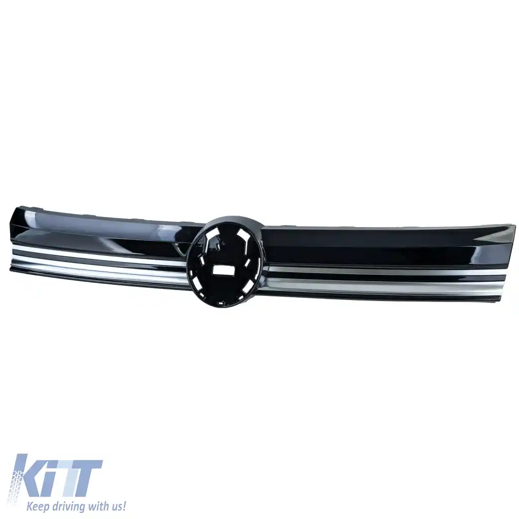 Grilaj radiator Grilaj frontal Negru lucios cu benzi cromate potrivit pentru VW Caddy V SB din 2020-image-6265940