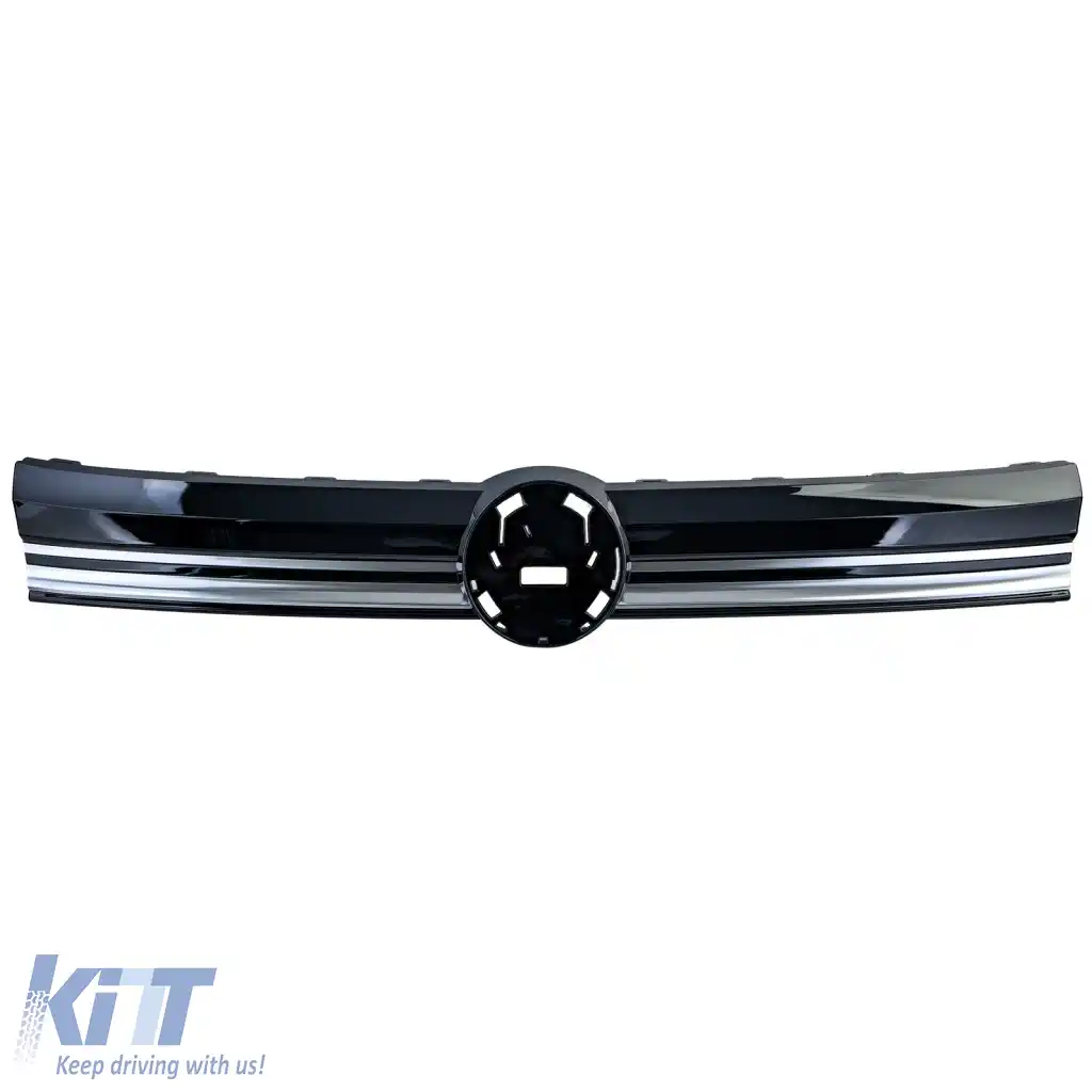Grilaj radiator Grilaj frontal Negru lucios cu benzi cromate potrivit pentru VW Caddy V SB din 2020-image-6265941