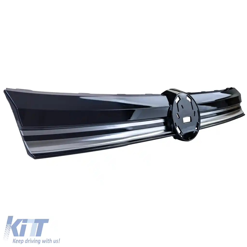 Grilaj radiator Grilaj frontal Negru lucios cu benzi cromate potrivit pentru VW Caddy V SB din 2020-image-6265942