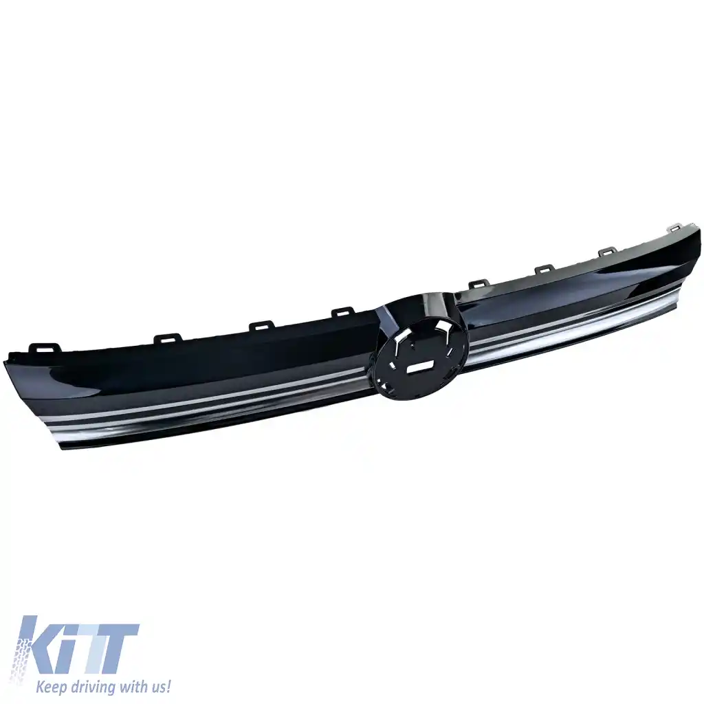 Grilaj radiator Grilaj frontal Negru lucios cu benzi cromate potrivit pentru VW Caddy V SB din 2020-image-6265943