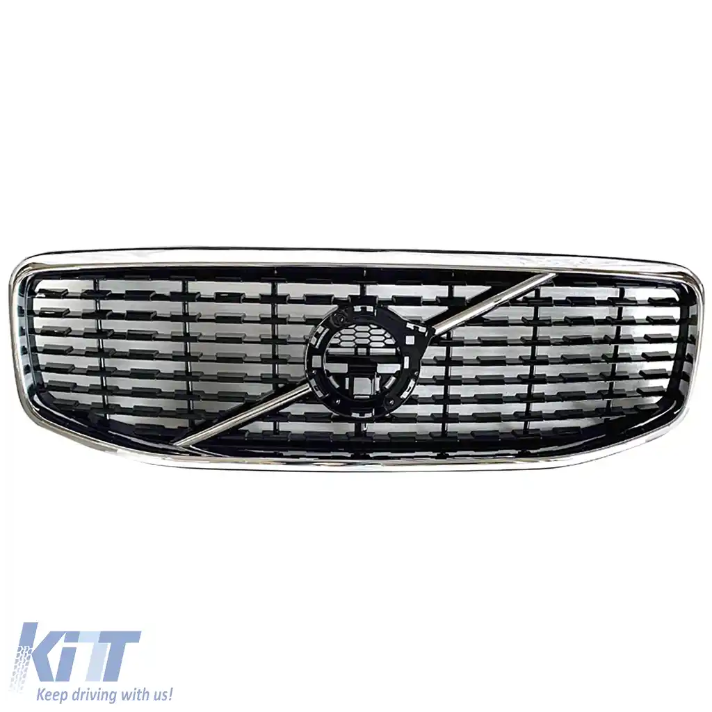 Grilaj radiator negru lucios cu cadru cromat, potrivit pentru Volvo XC60 II 2017-2021-image-6210294